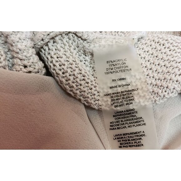 Milano Sweater size Medium lace up back chiffon lined  very light gray - Picture 6 of 9